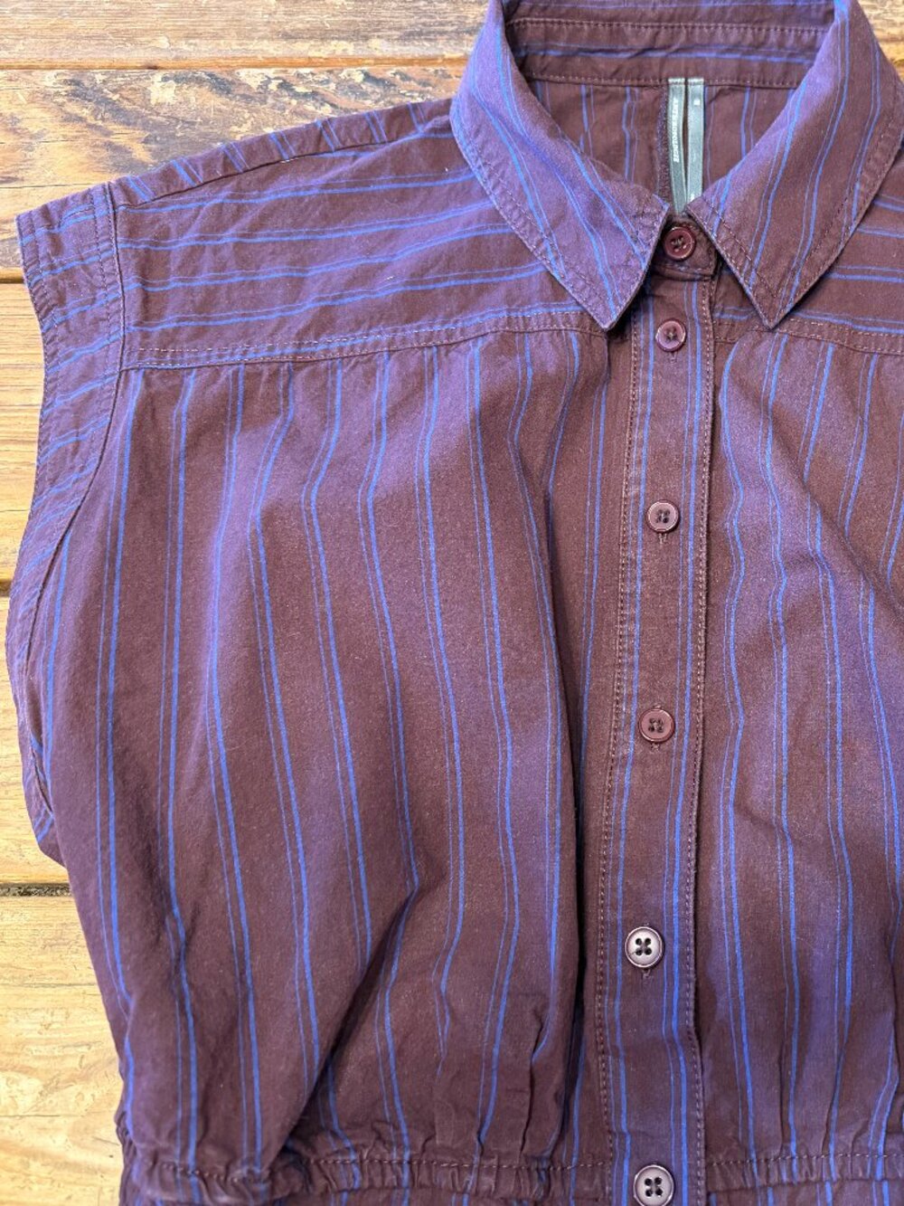 By Anthropologie Striped Shirting Parachute Jumpsuit, size M - Picture 4 of 11